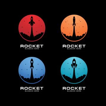 Rocket launch set logo vector template Stock Illustration