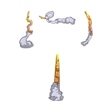 Rocket launch smoke and fire effects illustration Stock Illustration