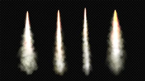 Rocket launch smoke trail with fire flame vector 스톡 일러스트