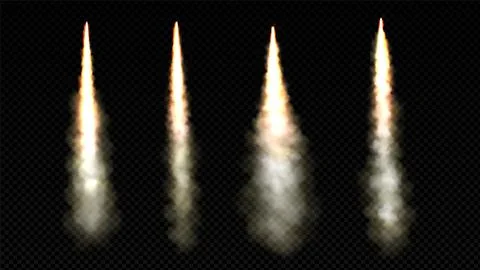 Rocket launch smoke trail with fire flame vector Stock Illustration