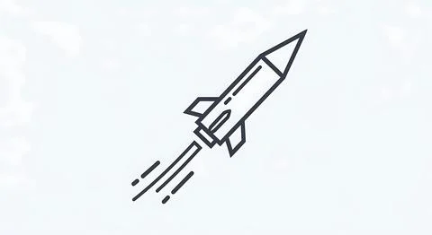 Rocket launch with smoke trail vector graphic rocket isolated on white back.. Stock Illustration