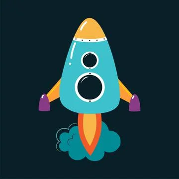 Rocket Launch as Space Adventure for Exploring Galaxy Vector Illustration Stock Illustration