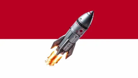 Rocket Launch in Space with Bright Flames and Smoke. Stock Footage 340331834