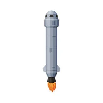 Rocket Launch, Space, Cosmos Exploration Theme Flat Vector Illustration on White Stock Illustration