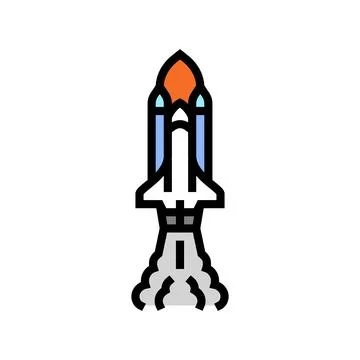 Rocket launch space exploration color icon vector illustration Stock Illustration