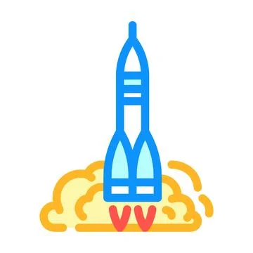 Rocket launch space exploration color icon vector illustration Stock Illustration