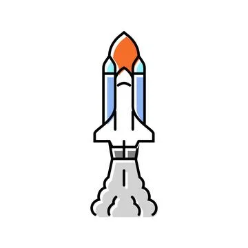 Rocket launch space exploration color icon vector illustration Stock Illustration