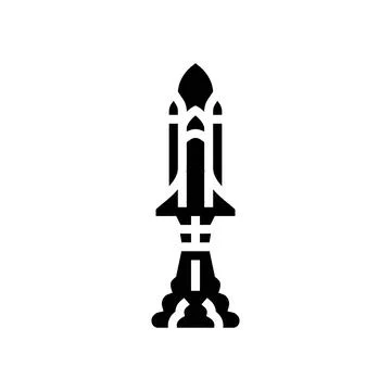 Rocket launch space exploration glyph icon vector illustration 스톡 일러스트