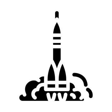 Rocket launch space exploration glyph icon vector illustration 스톡 일러스트