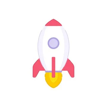Rocket launch space exploration icon vector illustration. Spaceship with fi.. 스톡 일러스트