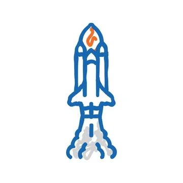 Rocket launch space exploration icon doodle illustration Stock Illustration