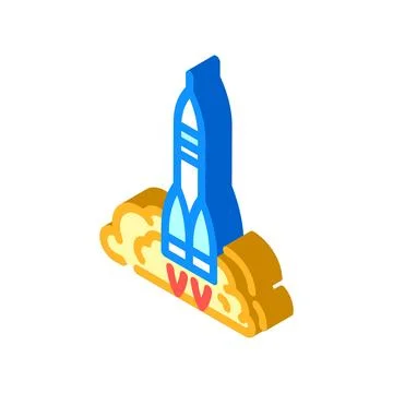Rocket launch space exploration isometric icon vector illustration Stock Illustration