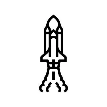 Rocket launch space exploration line icon vector illustration Stock Illustration