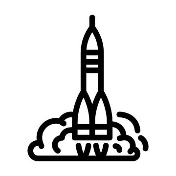 Rocket launch space exploration line icon vector illustration 스톡 일러스트