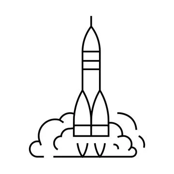 Rocket launch space exploration line icon vector illustration Stock Illustration