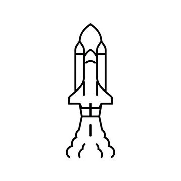 Rocket launch space exploration line icon vector illustration Stock Illustration