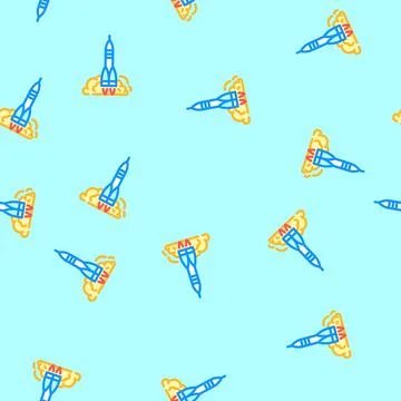 Rocket launch space exploration vector seamless pattern Stockillustratie