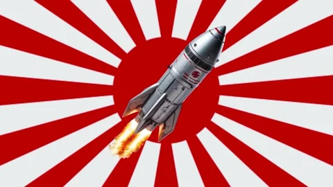 Rocket Launch in Space. Futuristic spacecraft taking off with fiery exhaust, Stock Footage 340331807