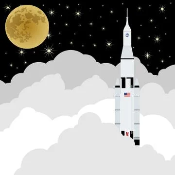 Rocket launch into space Stock Illustration