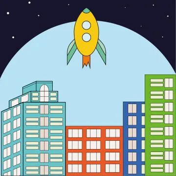 Rocket launch into space. Stock Illustration