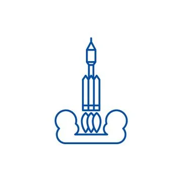 Rocket launch into space line icon concept. Rocket launch into space flat vector Illustrazione stock