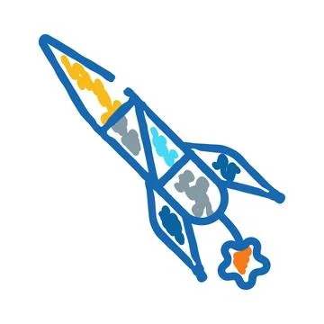 Rocket launch space mission exploration doodle drawing Stock Illustration