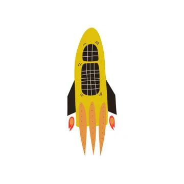Rocket Launch, Space Ship, Cosmos Theme Design Element Cartoon Vector Stock Illustration
