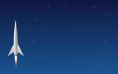 Rocket launch, space tourism horizontal banner. Space shuttle start up and fly Stock Illustration