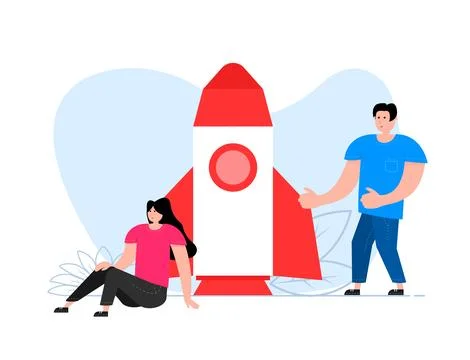 Rocket launch. Spaceship launch. Start up. Super developer. イラスト素材