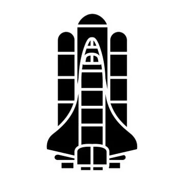 Rocket launch spaceship space icon, vector illustration, black sign on isolated Stock Illustration