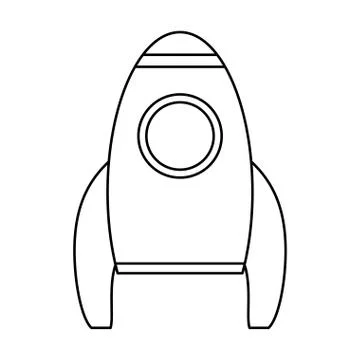 Rocket launch spaceship technology outline Stock Illustration
