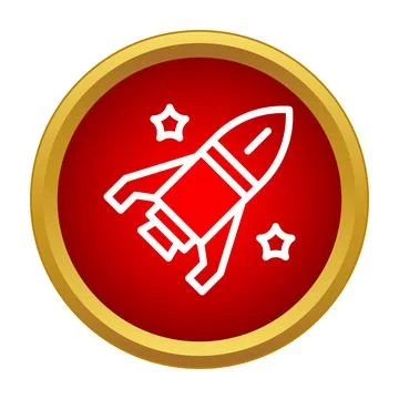 Rocket launch startup concept in red and gold icon Stock Illustration