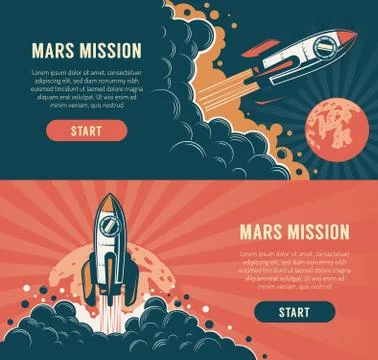 Rocket launch startup flyer - vintage style Stock-Illustration