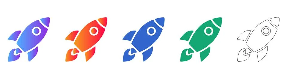 Rocket launch startup growth and success icon Illustrazione stock