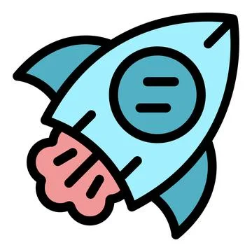 Rocket launch taking off, leaving fire behind, simple icon Illustrazione stock