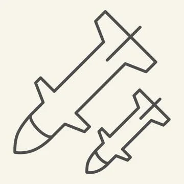 Rocket launch thin line icon. Weapon vector illustration isolated on white Illustrazione stock