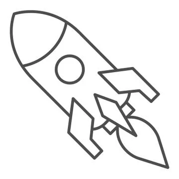 Rocket launch thin line icon. Business startup symbol, outline style pictogram Stock Illustration