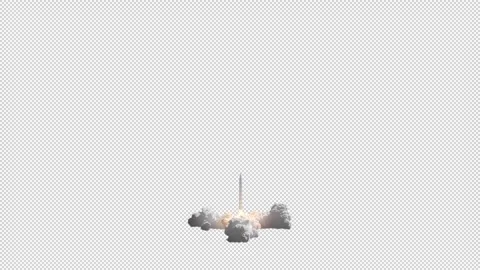 Rocket Launch with transparent (alpha) background Stock Footage 252005142