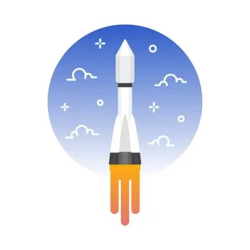 Rocket launch vector illustration flat style Stock Illustration