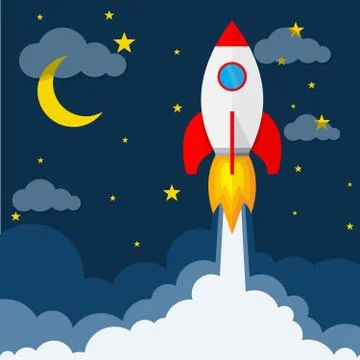 Rocket launch. Vector illustration. Stock Illustration
