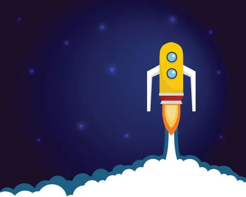 Rocket launch vector illustration Stock Illustration