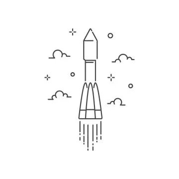 Rocket launch vector illustration outline style Stock Illustration