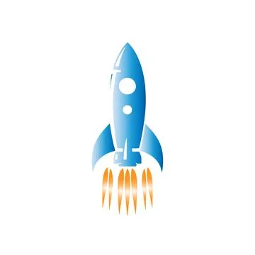 Rocket launch vector logo design, simple modern rocket logo design inspiration Stock Illustration