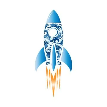 Rocket launch vector logo design, simple modern rocket vector design Stock Illustration