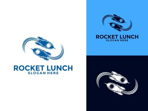 Rocket Launch Vector Logo Design, Simple Flying Modern Rocket Logo Illustrati Stock Illustration