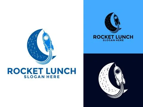 Rocket Launch Vector Logo Design, Simple Flying Modern Rocket Logo Illustrati Stock Illustration