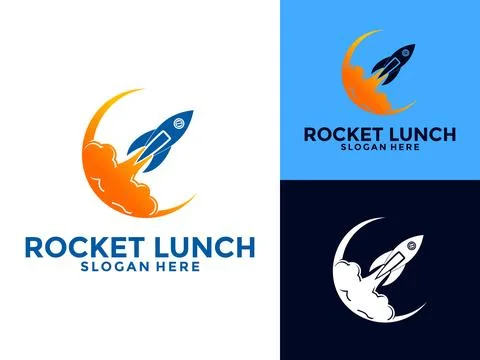 Rocket Launch Vector Logo Design, Simple Flying Modern Rocket Logo Illustrati Stock Illustration