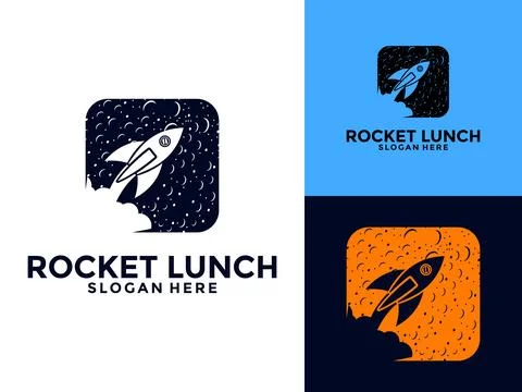 Rocket Launch Vector Logo Design, Simple Flying Modern Rocket Logo Illustrati Stock Illustration