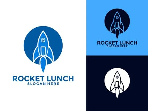 Rocket Launch Vector Logo Design, Simple Flying Modern Rocket Logo Illustrati Stock Illustration