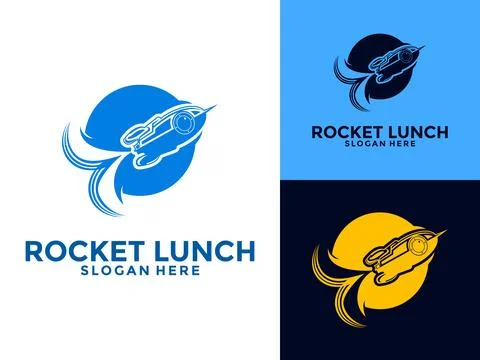 Rocket Launch Vector Logo Design, Simple Flying Modern Rocket Logo Illustrati Stock Illustration